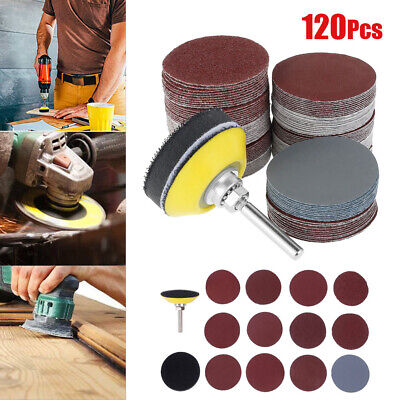 120x 50mm 2'' Sanding Discs Pad Kit For Drill Grinder Rotary Tools + Backing Pad • 5.99£