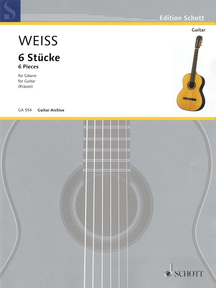 Silvius Leopold Weiss 6 Pieces for Classical Guitar Advanced Sheet Music Book - Image 1 of 1