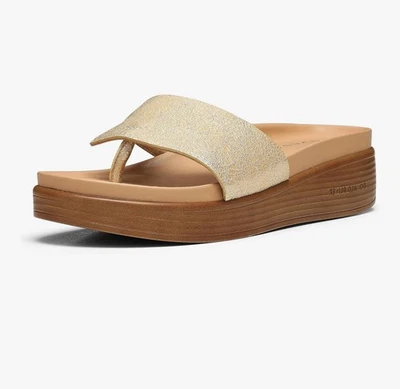 NUEVO (sin caja) Sandalias Donald Pliner de cuero dorado para mujer Fifi Slide, talla 9 Foto 1 de 4