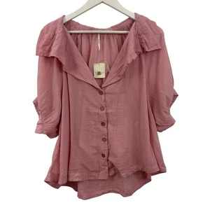 Blusa Free People Loren Rosa Abotonada Talla M Nueva con Etiquetas - Imagen 1 de 6