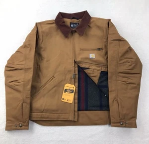 Chaqueta Carhartt Detroit Grande Marrón Tostado Manta Forrada Trabajo Tareas Pana Cuello - Imagen 1 de 10