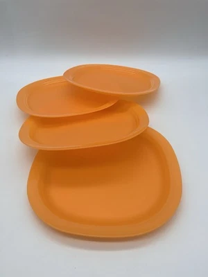 Tupperware Impressions Orange Luncheon Plates Set of 4 Retro Kitchenware - Image 1 of 3