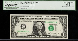 $1 1981-A RARE LEFT SHIFT ERROR Misaligned Overprint CHEAP! LCGS Vy Ch New 64 - Picture 1 of 2