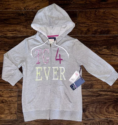 NWT Tommy Girl Hilfiger Gray TG 4 EVER Zip Front 3/4 Sleeve Hooded Jacket - SZ S - Image 1 of 4