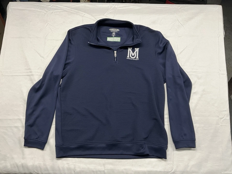 Moravian University Para Hombres XL Azul Marino Rendimiento Manga Larga Equipo Frío 1/4 Cremallera Foto 1 de 4