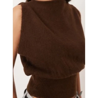 Chaleco Suéter Anthropologie The Cashmere Collection Marrón Cuello Simulado Sin Mangas M Foto 1 de 4