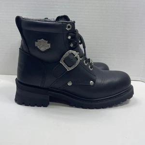 Harley-Davidson Boots Mens Size 9.5 Black Leather Lace Up Biker Motorcycle 81024 - Picture 1 of 12