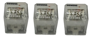 Lote de 3 relés enchufables Siemens 3TX7119-5LB03 DPDT 12VDC 20A 8 pines Foto 1 de 4