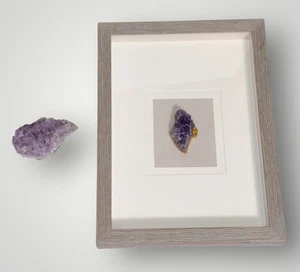 Amethyst Purple Quartz Dipped In Gold Raw Geode Shadowbox W/XTRA PIECE 445 GRAMS - Picture 1 of 5