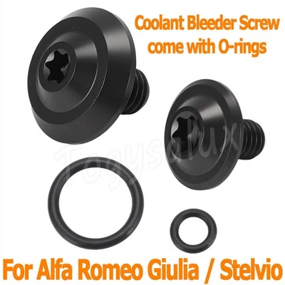 For Alfa Romeo Giulia/Stelvio 2.0T 2.2 JTDm Coolant Bleeder Screw O-Rings Black - Image 1 of 4