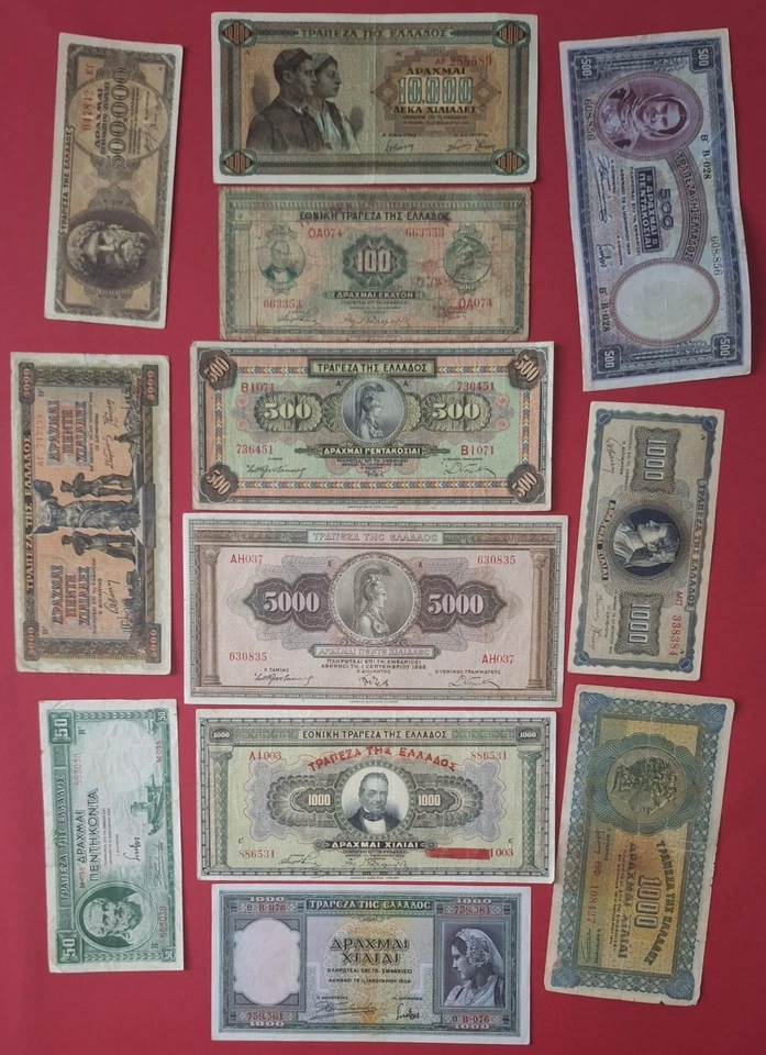 100 DRACHMAI 1927 Greece 500 DRACHMAI 1932/1939 1000 DRACHMAI 1926/1939/1942 - Image 1 of 4