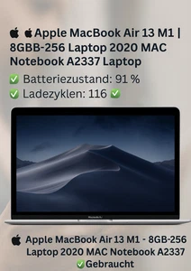  💻 Apple MacBook Air 13 M1 - 8GB-256 Laptop 2020 MAC Notebook A2337 Laptop ✅ - Bild 1 von 22