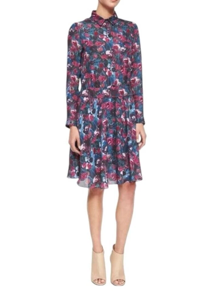 Vestido Camisa Henley de Seda Estampado Floral Alto Hippie Mediano Reino Unido 10-12 EE. UU. 6-8 Foto 1 de 4