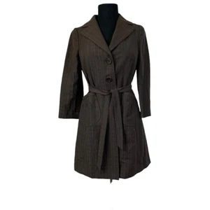 Banana Republic Linen Blend Jacket Brown XS Collared Button Front Belted - Picture 1 of 11