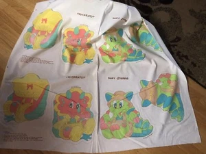 "TINY DINOS TRICERATOT & BABY STEGGIE" poly/cott panel cut-out cartoon 1987 VNTG - Picture 1 of 10