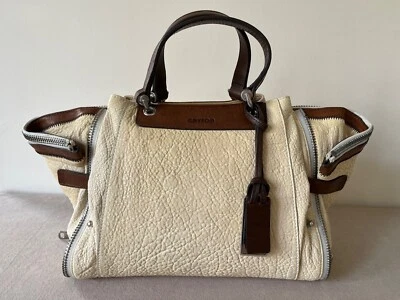 Bolso de Mano JOY GRYSON Cuero Guijarro Crema y Marrón Nuevo sin Etiquetas Foto 1 de 4