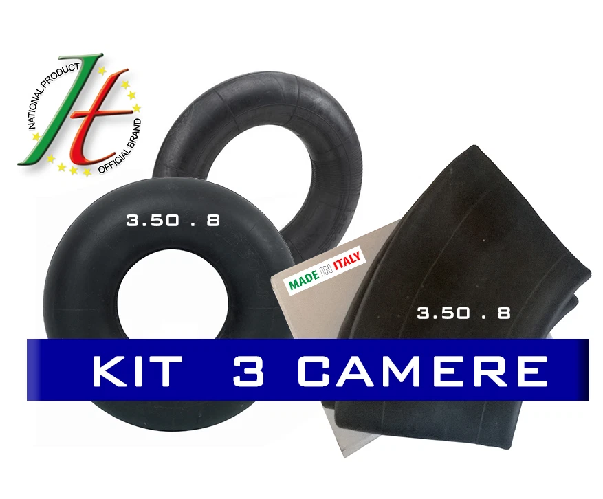 MADE IN ITALY CAMERA D' ARIA PER RUOTA CARRIOLA MODELLO VESPA 3.50- 8 RINFORZATA 3 PEZZI
