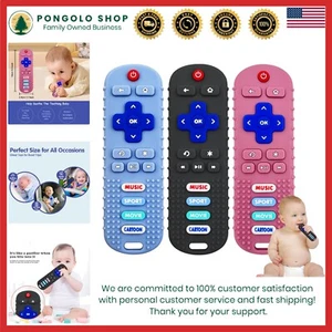 Silicone Teether Set 3 Remotes Baby Teething Toys Safe BPA Free - Picture 1 of 9