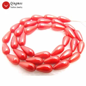 4*8mm Drop Natural Red Coral Loose Beads for Jewelry Making DIY Strands 15" - Picture 1 of 3
