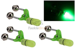 3x LED Night Fishing Bite Bait Alarm Twin 2 Bells Light Rod Tip Clip Alert Ring - Picture 1 of 5