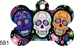 Pet Tags Targhetta Personalizzata Pet ID per Cane BONE Tag GRATEFUL DAY OF THE DEAD TAG - Foto 1 di 2