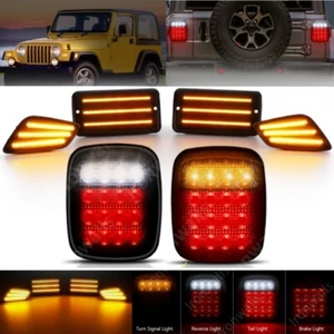 6pcs Tail Lights + LED Side Marker Turn Signal Lamp For 1997-06 Jeep Wrangler TJ - Picture 1 of 12