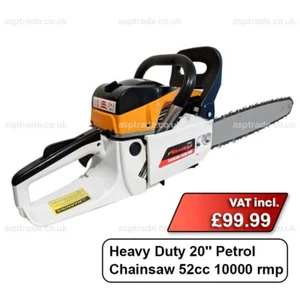 Neilsen Powered Petrol Chainsaw 20" 52cc Easy Start x 2 chains + Tools - Picture 1 of 4