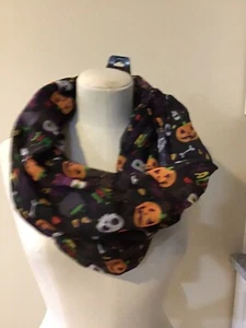 Happy Halloween Black Infinity Scarf By Renshun Accessories NWT - Picture 1 of 3
