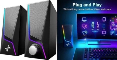 Altavoces para computadora, Altavoces para PC con 6 modos de iluminación. nuevo. Foto 1 de 4