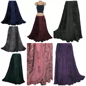 Winter skirt Maxi Rayon Velvet Medieval Embroidered Size 10 12 14 16 18 20 22 24 - Picture 1 of 39