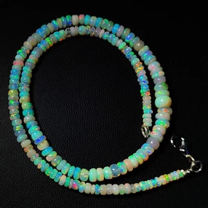Collar de 16" con gemas naturales de ópalo de fuego etíope de 3 a 6 mm de tamaño Rondelle - Imagen 1 de 6