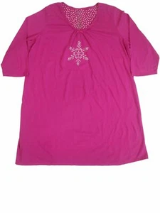 Weißer Hirsch Damen Fuchsia Rosa Strass Schneeflocke Schlafshirt Nachthemd 2X-3X - Bild 1 von 1