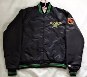 VTG RARE MADE INUSA STARTER CENTER ICE MINNESOTA NORTH STARS SATIN JACKET SIZE L - Picture 1 of 7