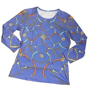 J. McLaughlin Catalina cloth shirt blue equestrian theme small - Bild 1 von 4