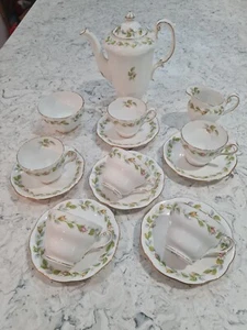 Vintage Royal Standard Nosegay PINK  ROSEBUDS Coffee Set for 6 inc Coffee Pot  - Picture 1 of 16