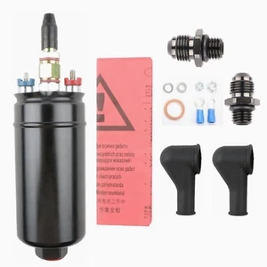 300LPH Universal External Inline Fuel Pump Replaces 0580 254044 6AN 10AN adapter - Picture 1 of 4