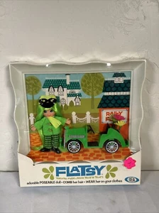 VTG 1968 IDEAL Flatsy Doll Rally Flatsy w/Car Brand New Factory Sealed - Picture 1 of 8