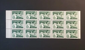 Stamps Canada Mint: O45 20c green Paper Industry 'G' horiz. blk. of 15 VF+ MNH - Picture 1 of 1