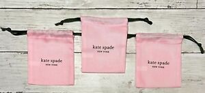 NEW Kate Spade Lot of 3 Small Jewelry Drawstring Storage Dust Bag Cover - Pink