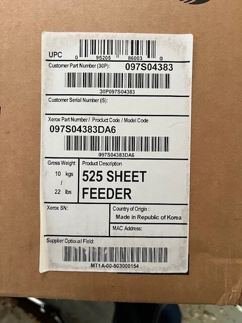 XEROX 097S04383DA6 -525 SHEET FEEDER BRAND NEW - Image 1 of 4