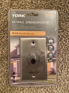 Tork Spring-Wound Timer, Silver, Timing Range:  0 to 15 min., 20 Max. Amps 