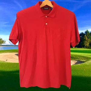 CHAPS Mens Polo Golf Shirt XL Red Cotton Knit Pocket Short Sleeve Summer India - Picture 1 of 13