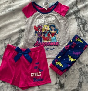 DC Super Hero Girls 3pc JUST BE AWESOME Pajama Set (MULTI 2T)NWT - Picture 1 of 4