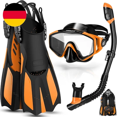 Odoland Schnorchelset Erwachsene 3 in 1 Mit Anti-Fog Taucherbrille Und Dry Schno