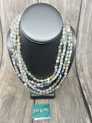 Jay King 5 Strand Multigem Necklace 18" Aquamarine Morganite, Beryl - Image 1 of 4