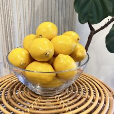 West Elm Glass Asymmetrical Serving Bowl with 18 Artificial Lemons Centerpiece