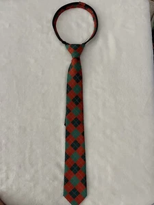 BOYS TIE 8 - 11 years zipper Diamond Red Green LITTLEST PRINCE COUTURE - Picture 1 of 6