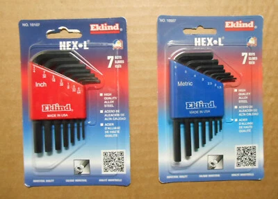 Eklind Metric & Inch Hex-L Key Sets 14 Keys Total 10107 & 10507 L32 - Image 1 of 4