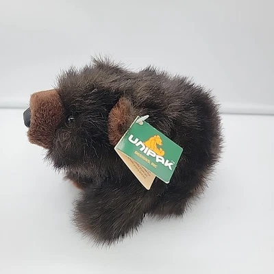 Unipak Plush Bear Brown Grizzly Furry Fluffy Vinatge Forever Resorts Tag 7" Soft - Image 1 of 4