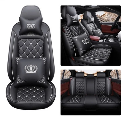 Car Seat Covers for Mercedes-Benz 5-Seats Headrest+Pillows Cushion Black MH23 - Imagem 1 de 4